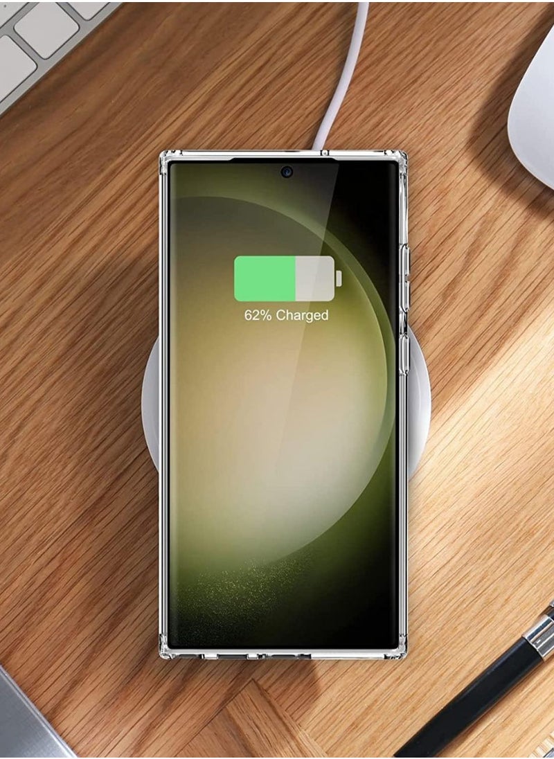 Transparent case with MacSave wireless charging that protects the device from all sides for Galaxy S23 Ultra