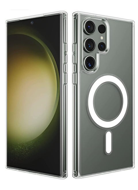 Transparent case with MacSave wireless charging that protects the device from all sides for Galaxy S23 Ultra