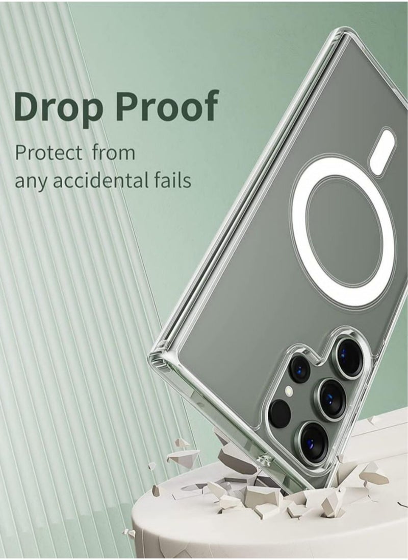 Transparent case with MacSave wireless charging that protects the device from all sides for Galaxy S23 Ultra