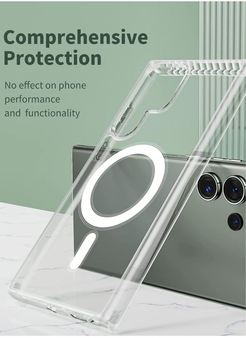 Transparent case with MacSave wireless charging that protects the device from all sides for Galaxy S23 Ultra