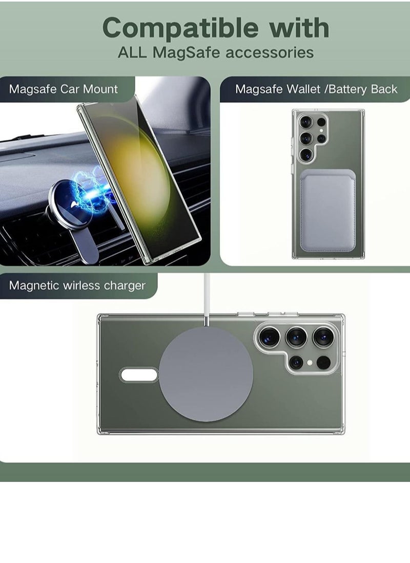 Transparent case with MacSave wireless charging that protects the device from all sides for Galaxy S23 Ultra