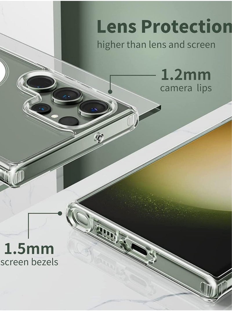 Transparent case with MacSave wireless charging that protects the device from all sides for Galaxy S23 Ultra
