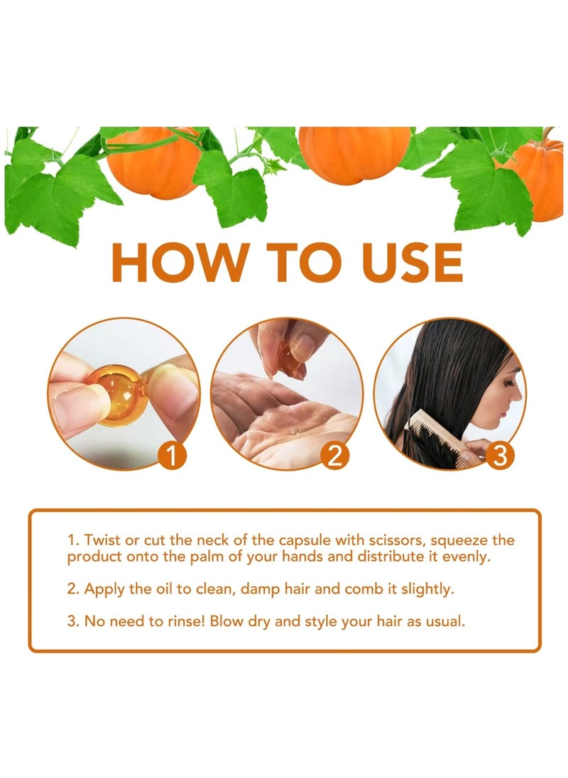 ALIVER - 40 Pcs Pumpkin Seed Hair Repair Oil Capsules Organic Pumpkin Seed Oil with Keratin & Multivitamins Pumpkin Seed Hair Repair Oil Shines Nourishing Repair Dry & Damaged Hair Treatment Leave-In Serum - Image 1