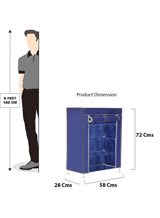 FLIPZON | 4 Shelves Baby Foldable Wardrobe | Non-Woven Fabric Shelves | Blue - Image 2