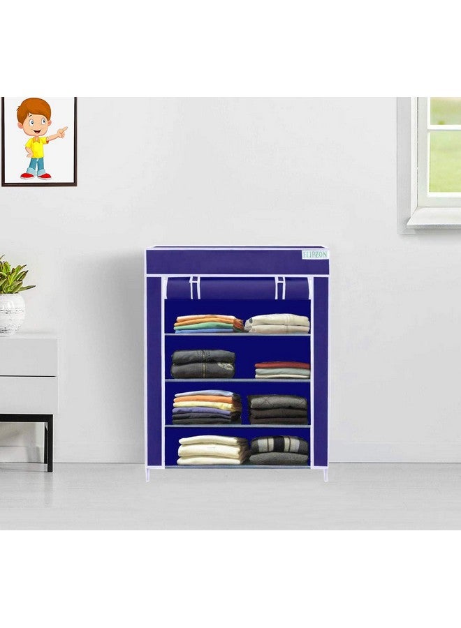 FLIPZON | 4 Shelves Baby Foldable Wardrobe | Non-Woven Fabric Shelves | Blue - Image 1