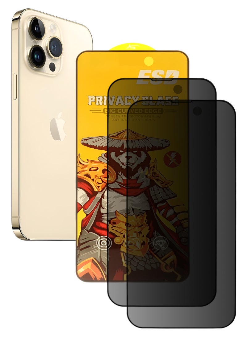 ESD 2 Pieces Tempered Dustproof Privacy Glass Screen Protector Compatible For iPhone 14 Pro - Image 1