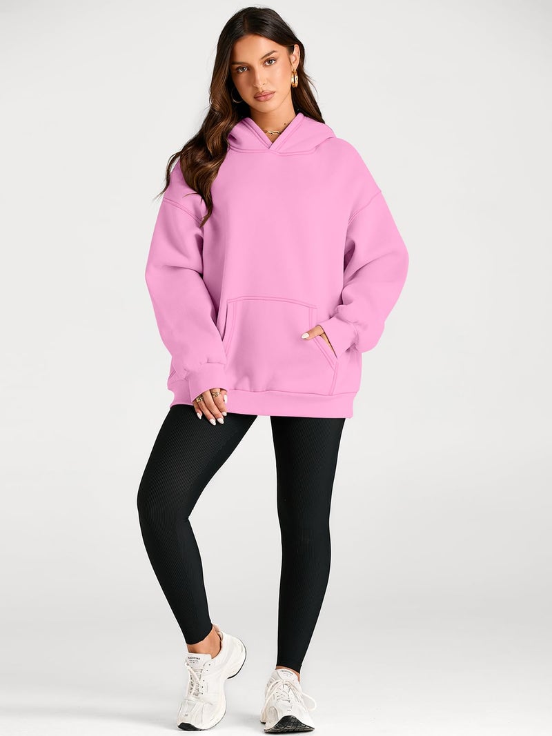 Trendy Queen Womens Oversized Hoodies Fleece Sweatshirts Long Sleeve Sweaters Pullover Fall Outfits Winter Clothes Pink M - Image 5