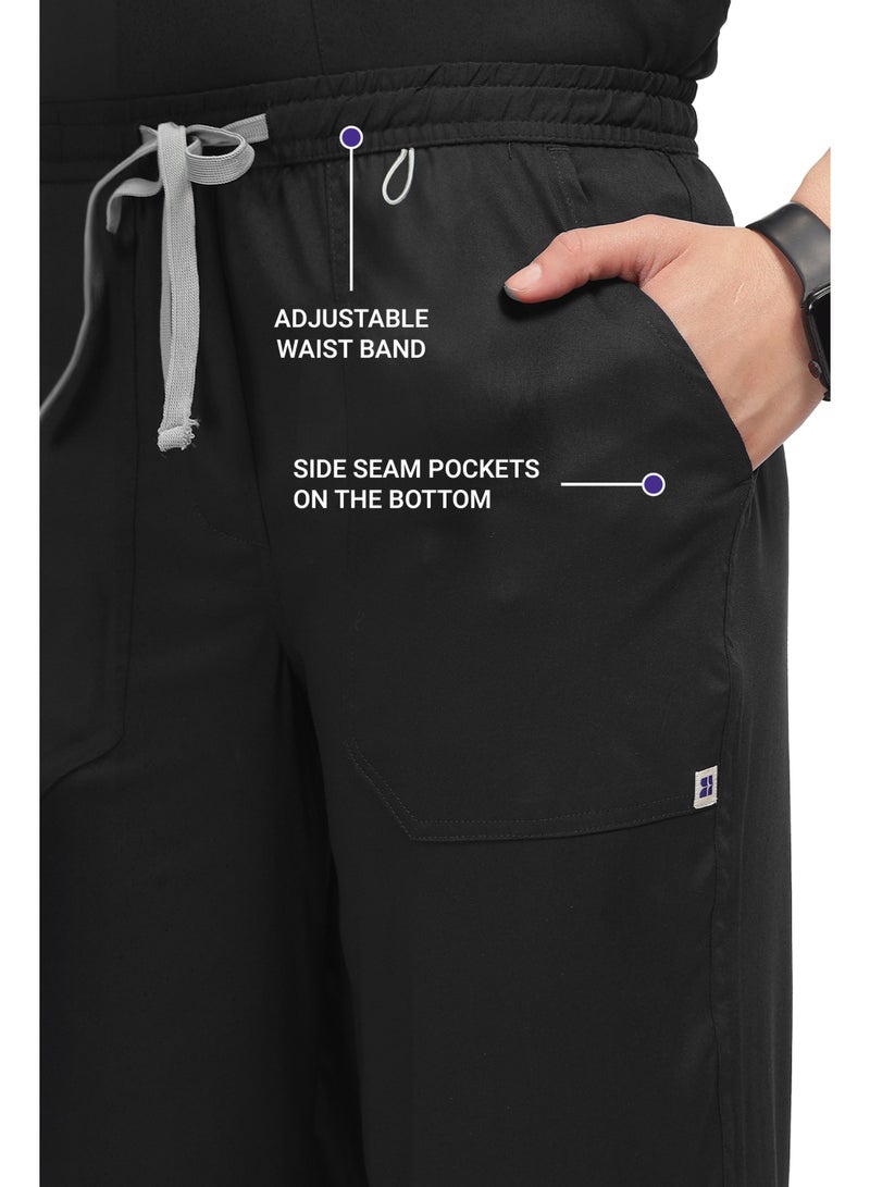 KNYA Ecoflex Lite Women's Scrub Suit, 5 Pocket, 2-way Stretch (Black, 2XL) - Image 4