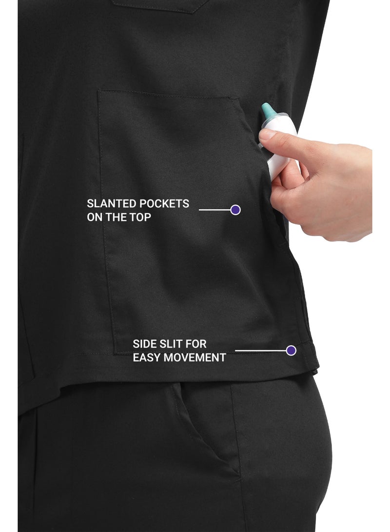KNYA Ecoflex Lite Women's Scrub Suit, 5 Pocket, 2-way Stretch (Black, 2XL) - Image 3