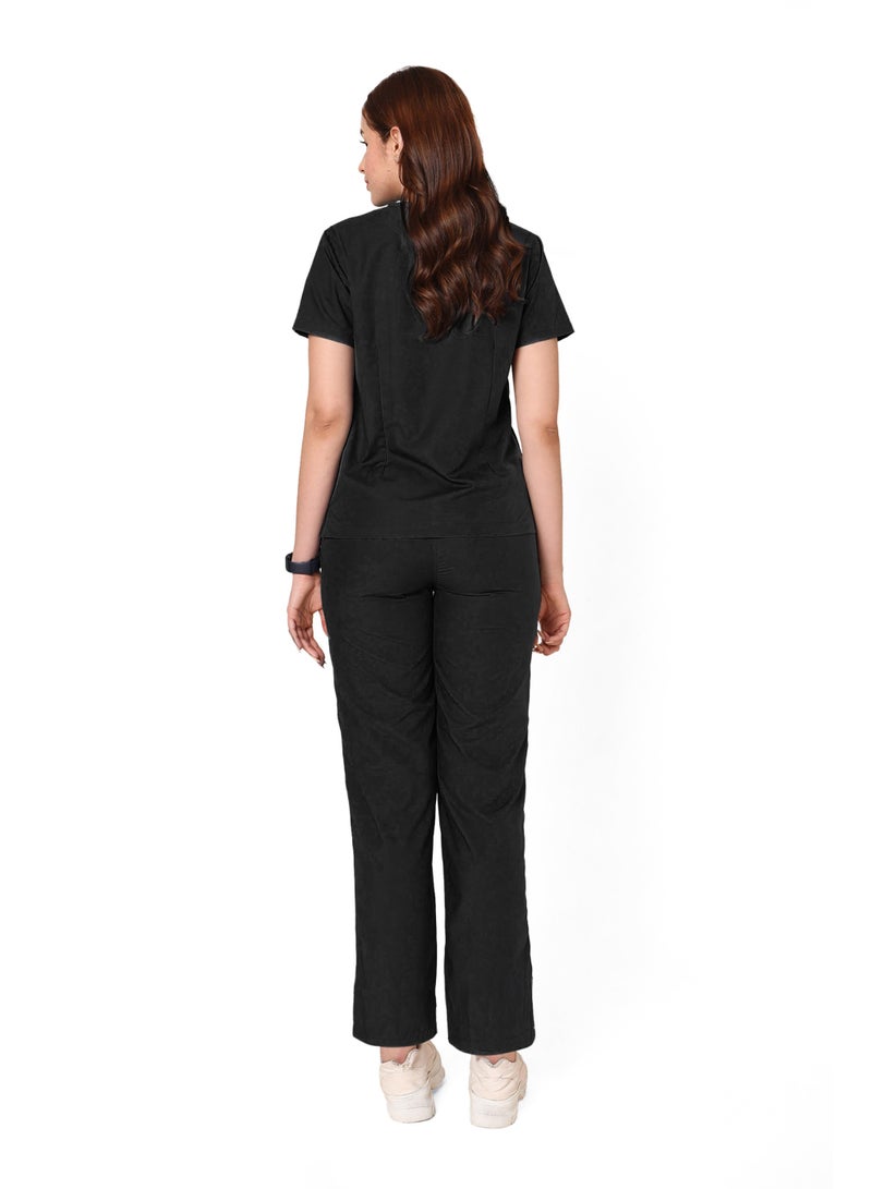 KNYA Ecoflex Lite Women's Scrub Suit, 5 Pocket, 2-way Stretch (Black, 2XL) - Image 2