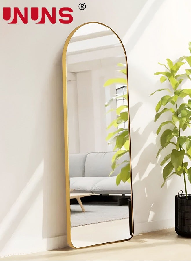UNUNS Full Length Mirror,30x120cm Arched Floor Mirror,Glassless Mirror Full Length with Stand,Floor Mirror Freestanding,Wall Mounted Mirror for Living Room,Gold - Image 2
