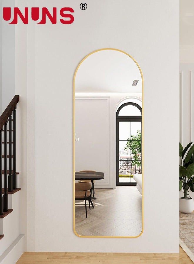 UNUNS Full Length Mirror,30x120cm Arched Floor Mirror,Glassless Mirror Full Length with Stand,Floor Mirror Freestanding,Wall Mounted Mirror for Living Room,Gold - Image 4