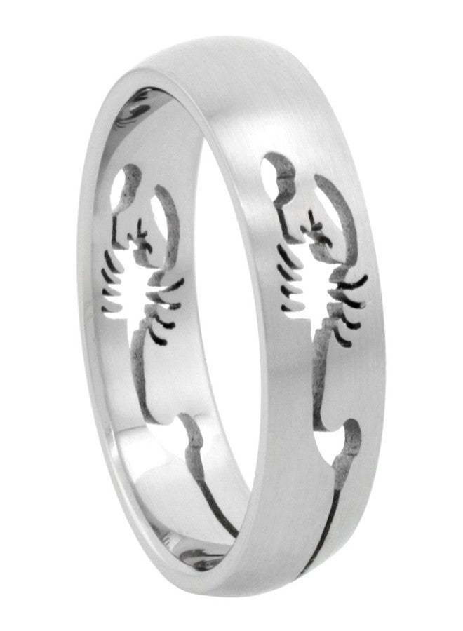 Sabrina Silver Surgical Stainless Steel 8mm Scorpion Wedding Band Ring Cut-out Pattern size 13 - Image 1