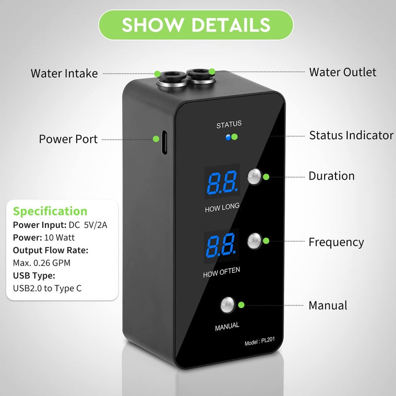 moistenland Reptile Humidifier, Misting System for Terrariums, Automatic with Adjustable Spray Nozzles, Black - Image 3