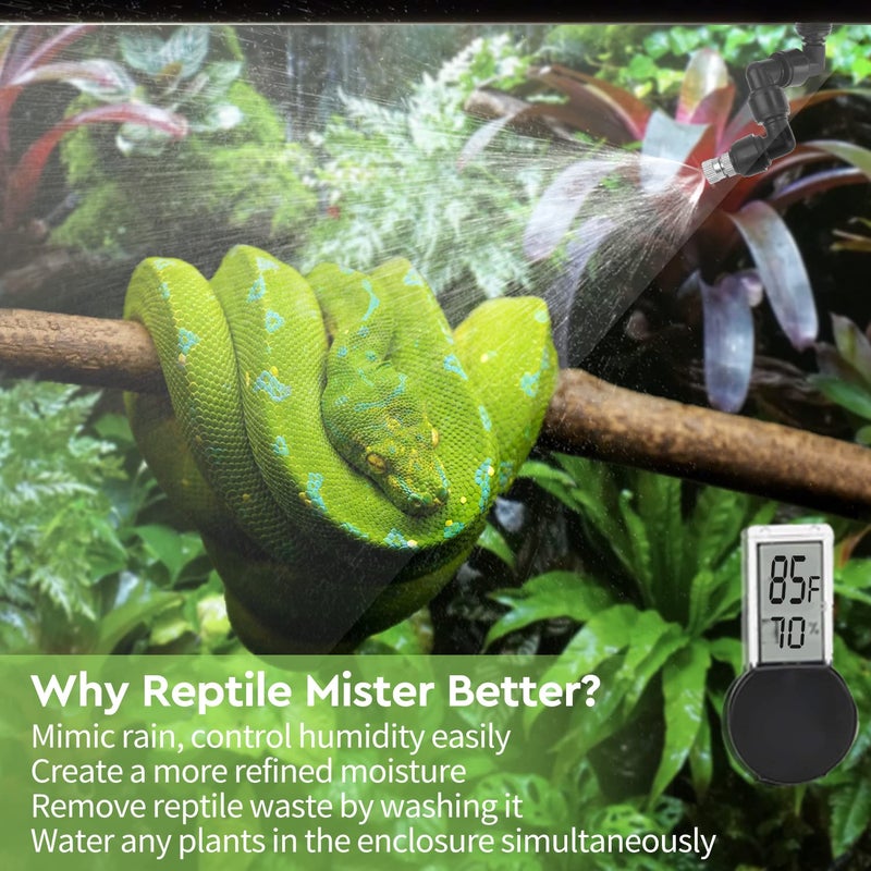 moistenland Reptile Humidifier, Misting System for Terrariums, Automatic with Adjustable Spray Nozzles, Black - Image 2