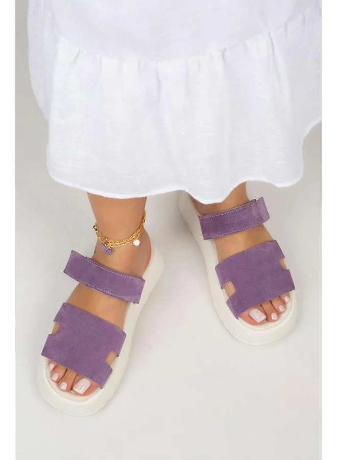Seina Women's Genuine Leather strap Slippers – Lilac.