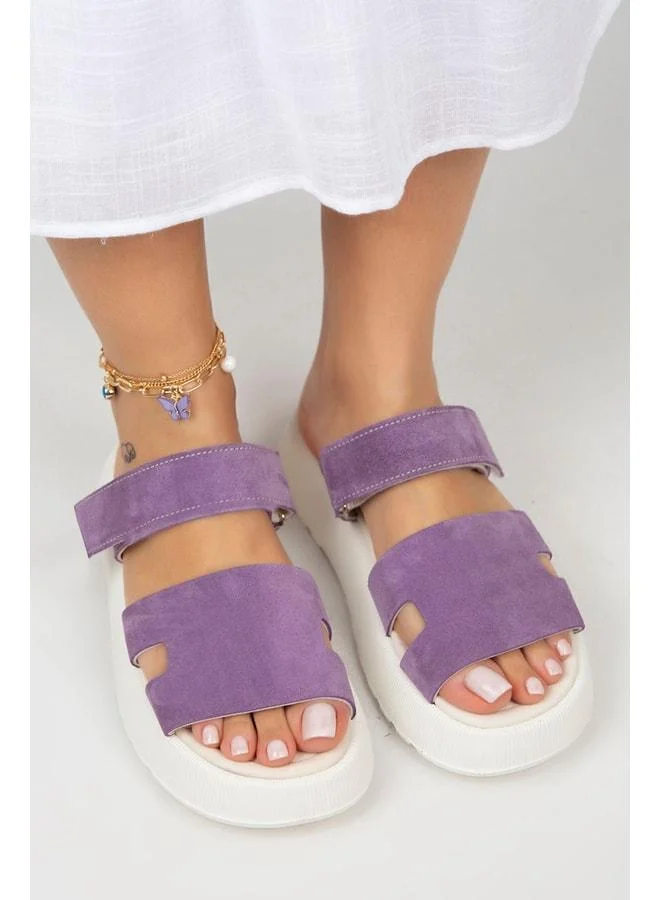 Manijero  Seina Women's Genuine Leather strap Slippers – Lilac. for Women | Best Price UAE