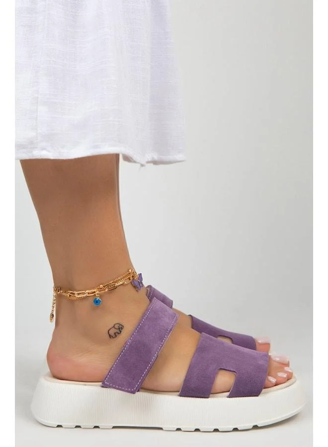Manijero  Seina Women's Genuine Leather strap Slippers – Lilac. for Women | Best Price UAE