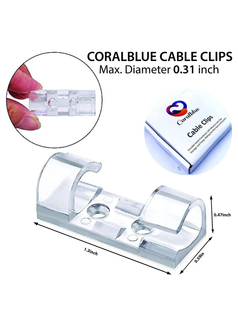 Coralblue - Coralblue Self-Adhesive Cable Management Clips - 75 Pcs Cable Organizer - Cable Holder Durable Wire Management Clips - Cable protector for Office and Home - Pack of 75pcs - Image 1
