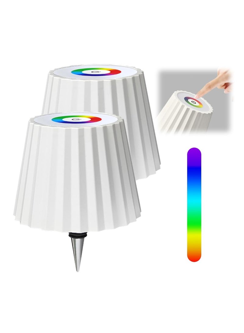 SYOSI Upgrade Wireless Bottle Lamp, New Colorful Stepless Dimming Wine Bottle Lights, Rechargeable Wireless Touch LED with RGB Breathing Light for Bars Restaurants Any Bottle (White#RGB, 2PCS) - Image 1