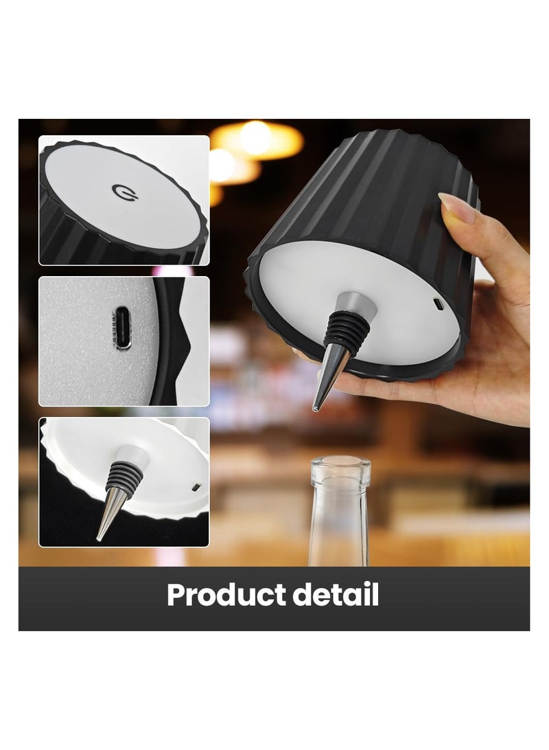 SYOSI Upgrade Wireless Bottle Lamp, New Colorful Stepless Dimming Wine Bottle Lights, Rechargeable Wireless Touch LED with RGB Breathing Light for Bars Restaurants Any Bottle (White#RGB, 2PCS) - Image 5