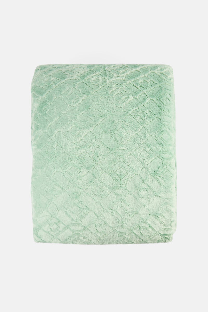 bebe Premium Quality Jacquard Blanket 200 x 220 cm, Light Green - Image 1