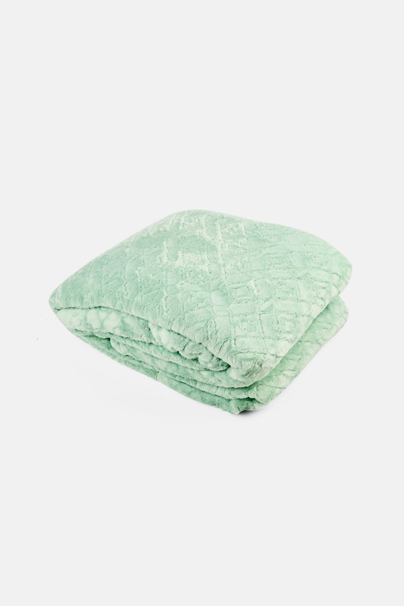 bebe Premium Quality Jacquard Blanket 200 x 220 cm, Light Green - Image 2