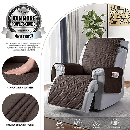 TAOCOCO 100% Waterproof Recliner Chair Cover, Oversized Recliner Covers for Large Recliner Chair with Double Straps, Non Slip Reclining Chair Cover for Kids, Pets(Oversized Recliner, Chocolate) - Image 2
