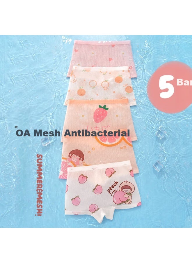 Bejirog Ice Silk Children's Underwear Girls Summer Thin Cotton Mesh Breathable Antibacterial Mid-large Children's Square Shorts - Image 3