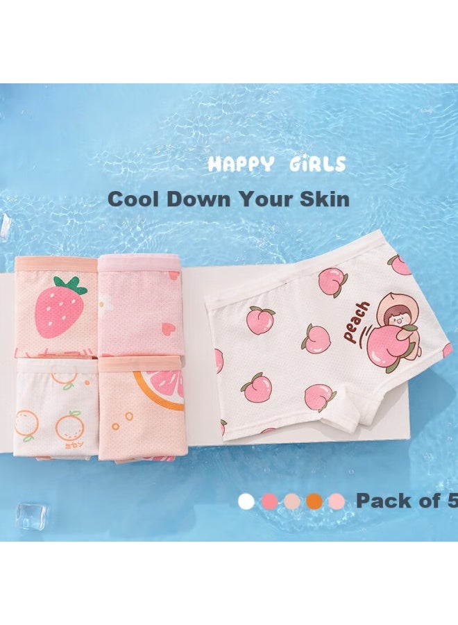 Bejirog Ice Silk Children's Underwear Girls Summer Thin Cotton Mesh Breathable Antibacterial Mid-large Children's Square Shorts - Image 4