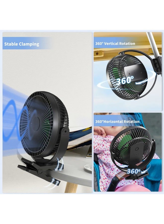 Dorobeen Clip on Fan, Rechargeable Portable Fan, 8 Inch Small Desk Fan - 10000mAh Battery Powered Fan with 4 Speed, 360° Rotation Personal Fan Suitable for Golf Cart, Bedroom, Travel and Camping (Green) - Image 5