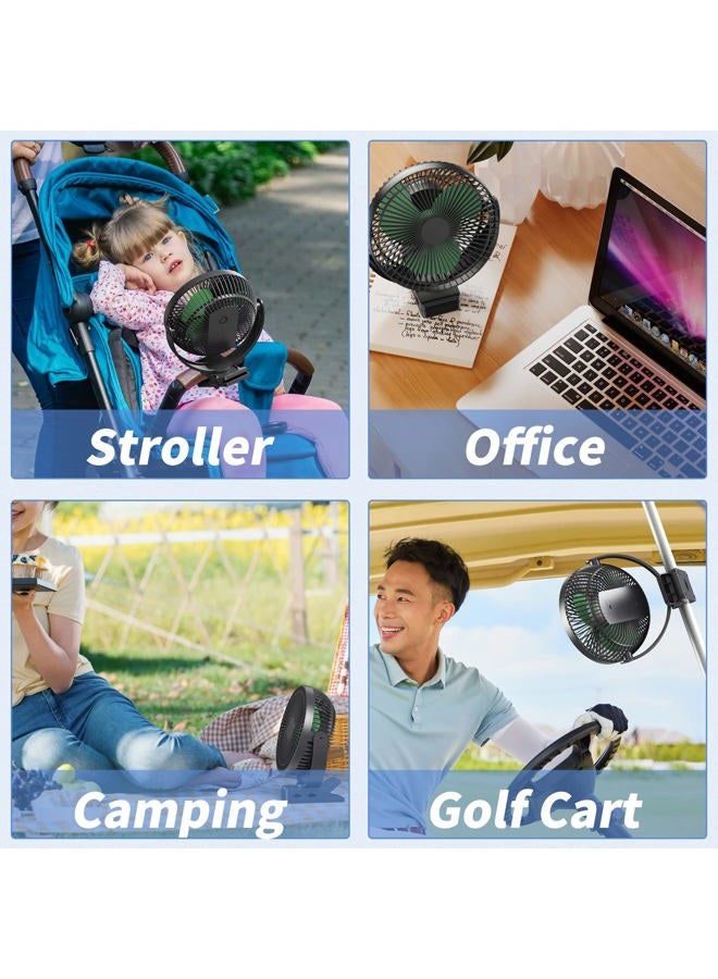 Dorobeen Clip on Fan, Rechargeable Portable Fan, 8 Inch Small Desk Fan - 10000mAh Battery Powered Fan with 4 Speed, 360° Rotation Personal Fan Suitable for Golf Cart, Bedroom, Travel and Camping (Green) - Image 2
