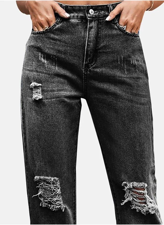 يونيكي Black Straight Fit Jeans