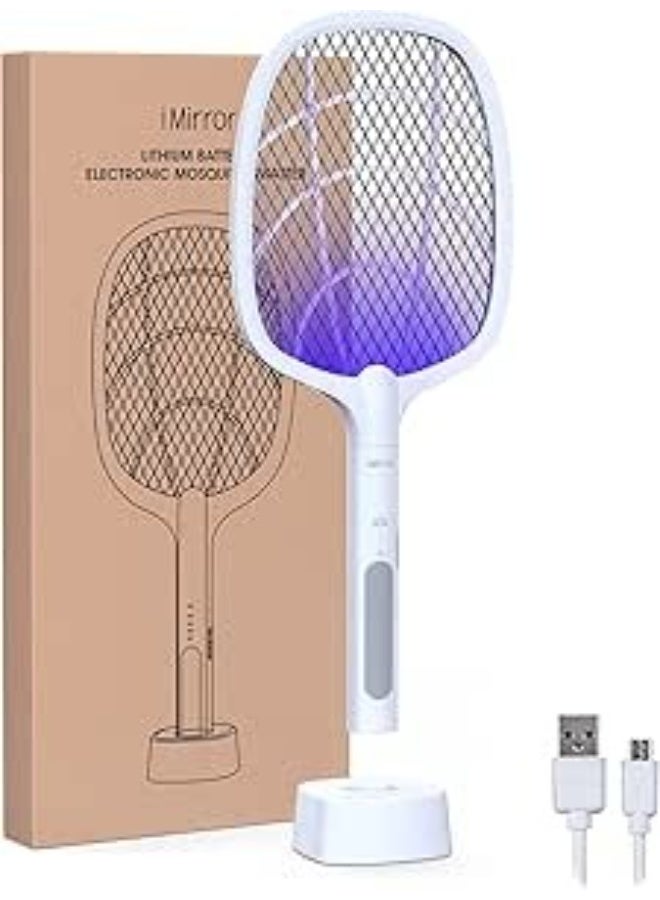 USB Rechargeable Electric Mosquito Swatter with Charging Base & LED Light – Triple-Layer Safety Bug Zapper Racket for Mosquitoes, Flies & Flying Insects - Image 4