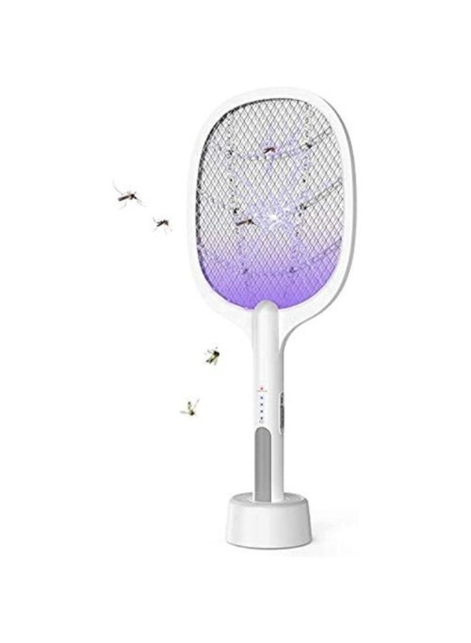 USB Rechargeable Electric Mosquito Swatter with Charging Base & LED Light – Triple-Layer Safety Bug Zapper Racket for Mosquitoes, Flies & Flying Insects - Image 1