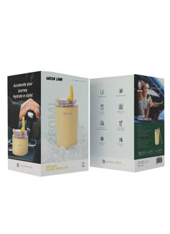 GREEN LION Vacuum Travel Mug Lite, 280 mL Capacity, Keeping Hot for 6 Hours and Cold for 12 Hours, Food Grade Silicone Straw, Food Grade Stainless Steel Cup - Cream  - Image 2