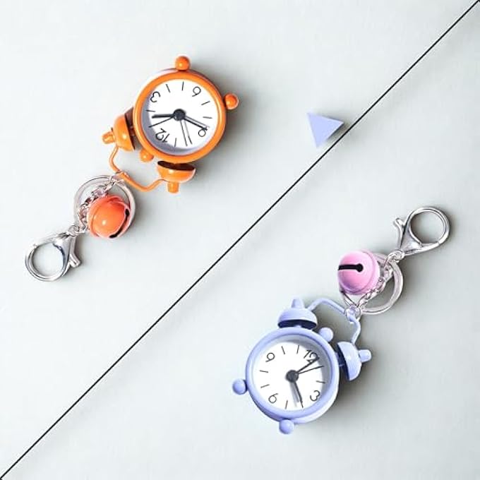 rayihni Mini Unique Alarm Clock Keychain – Cute Retro Twin Bell Clock With Working Time & Alarm – Fashion Keyring For Girls, Bag Charm, Travel Gadget, Gift Accessory (Fantasy) - Image 4