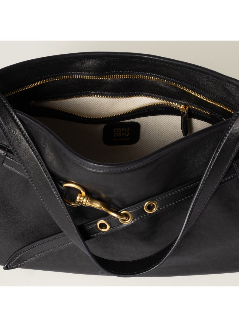 Miu Miu Aventure Nappa Leather Bag, Women's CrossBody Bag,  Women's Tote Bag, Women's Shoulder Bag, Women's Hand Bag, Women's Travel Bag, Black-32cm - Image 4