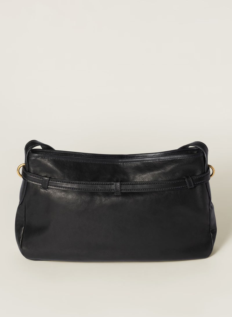 Miu Miu Aventure Nappa Leather Bag, Women's CrossBody Bag,  Women's Tote Bag, Women's Shoulder Bag, Women's Hand Bag, Women's Travel Bag, Black-32cm - Image 3