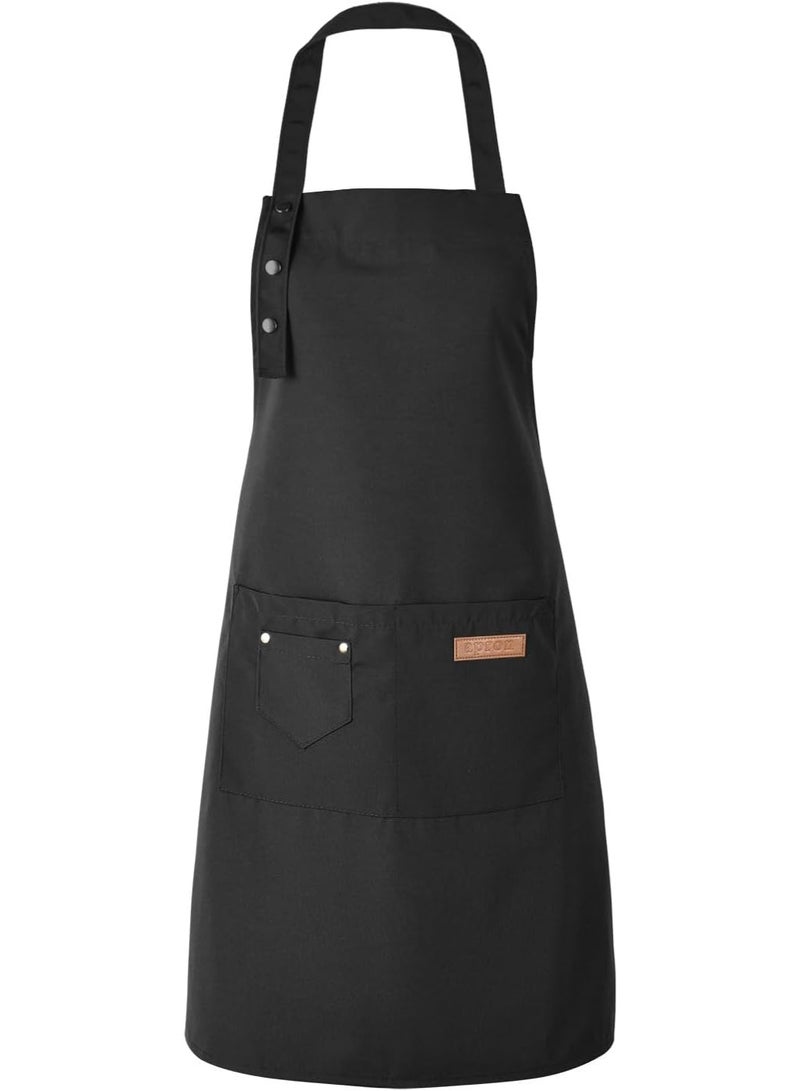 Home Care 2 PCS Professional Chef Apron Set – Adjustable Black Kitchen Aprons with Pockets for Cooking, Baking & BBQ - Image 4