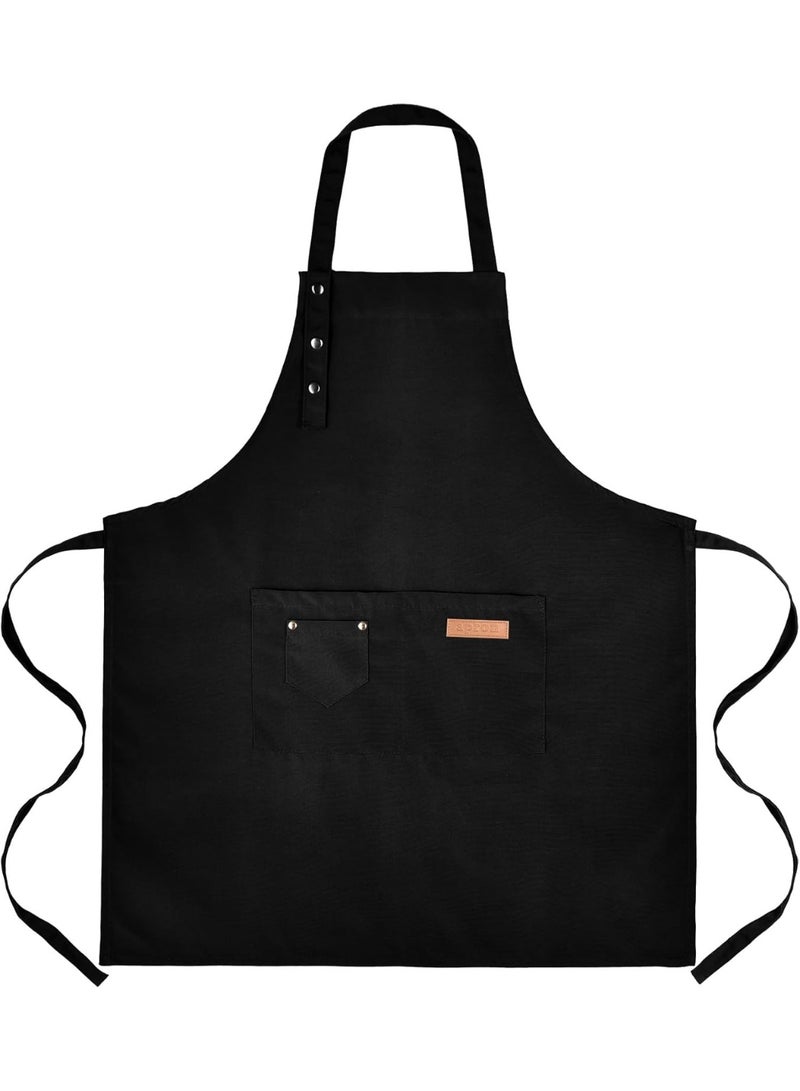 Home Care 2 PCS Professional Chef Apron Set – Adjustable Black Kitchen Aprons with Pockets for Cooking, Baking & BBQ - Image 2
