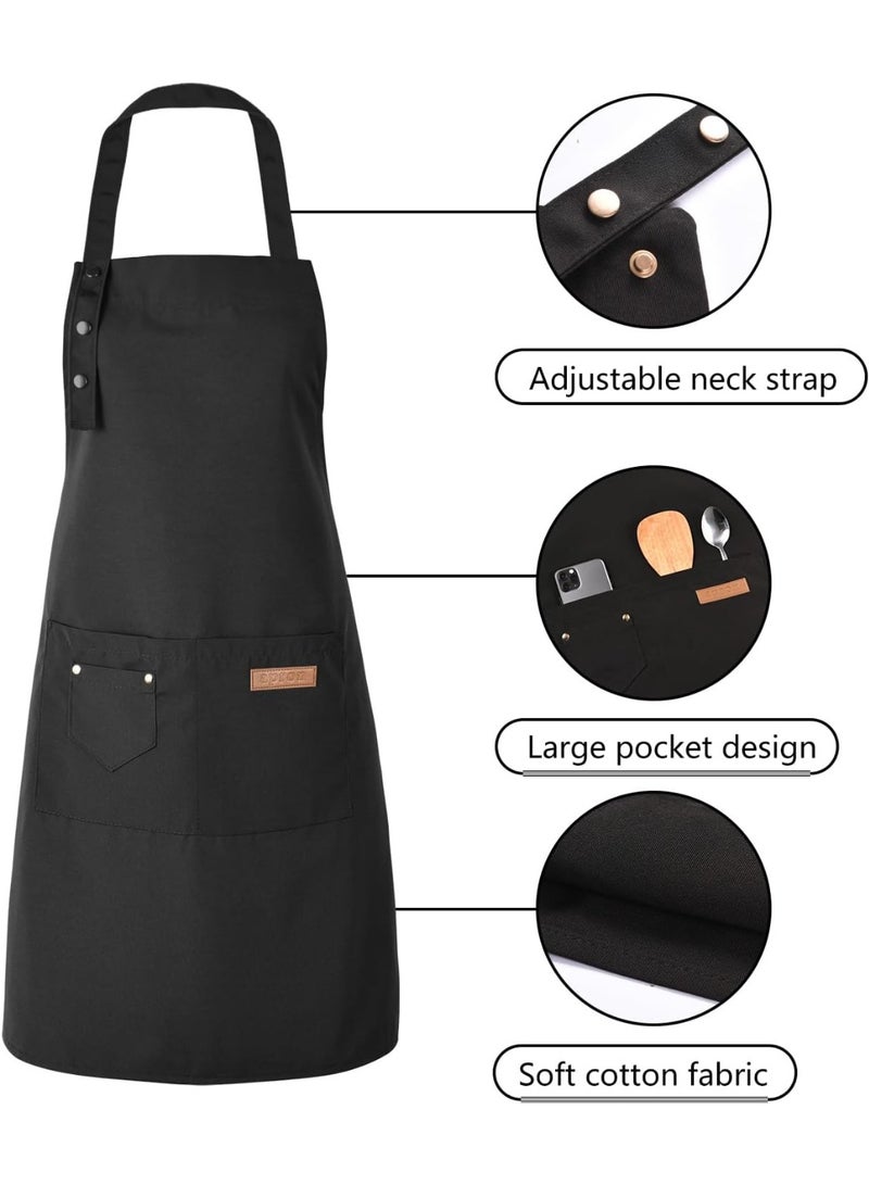 Home Care 2 PCS Professional Chef Apron Set – Adjustable Black Kitchen Aprons with Pockets for Cooking, Baking & BBQ - Image 3