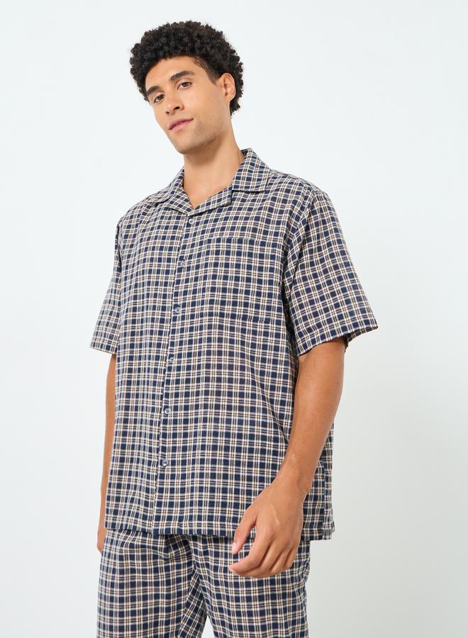 Styli Men Checked Cotton Relaxed Shirt and Pyjama Set - Image 3