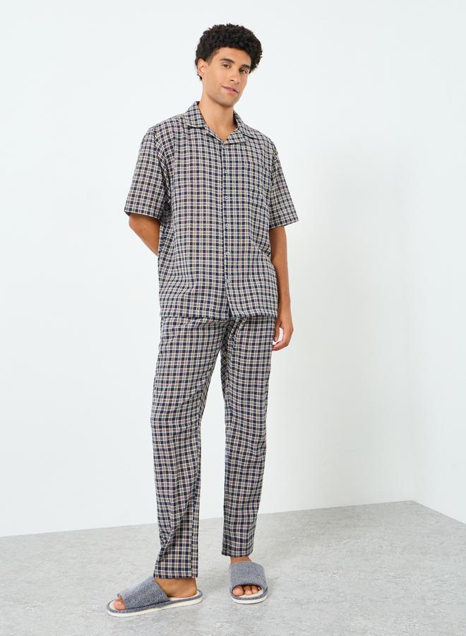Styli Men Checked Cotton Relaxed Shirt and Pyjama Set - Image 2