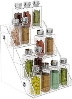 NIUBEE NIUBEE Acrylic Spice Rack, Clear 5 Tiers Seasoning Shelf Kitchen Spice Organizer for Countertop Pantry Cabinet 