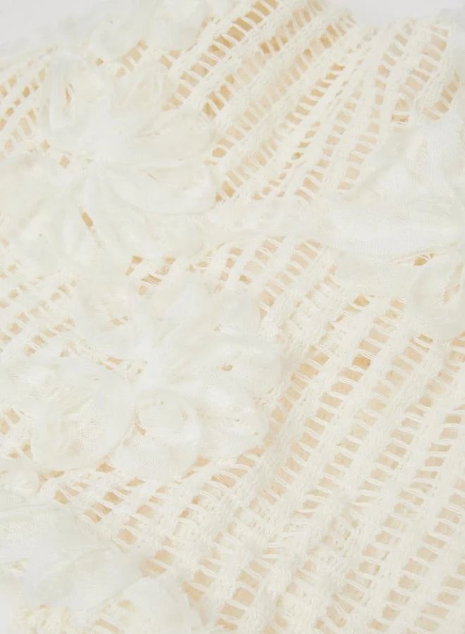Styli  Beige Floral Applique Beanie for Women | Best Price UAE