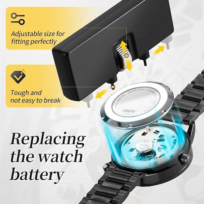WICHARSH Watch Repair Kit, for Watch Battery Replacement & Watch Link Removal and Resizing & Watch Opener, Watch Repair Screwdriver Set, Watch Wrench Back Remover, Watch Cleaning, Spring Bar Tool - Image 4