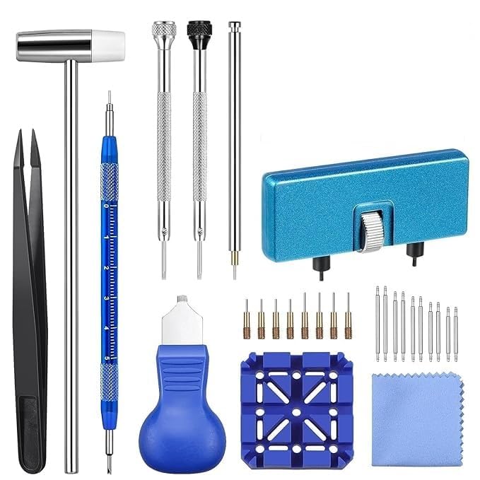 WICHARSH Watch Repair Kit, for Watch Battery Replacement & Watch Link Removal and Resizing & Watch Opener, Watch Repair Screwdriver Set, Watch Wrench Back Remover, Watch Cleaning, Spring Bar Tool - Image 1