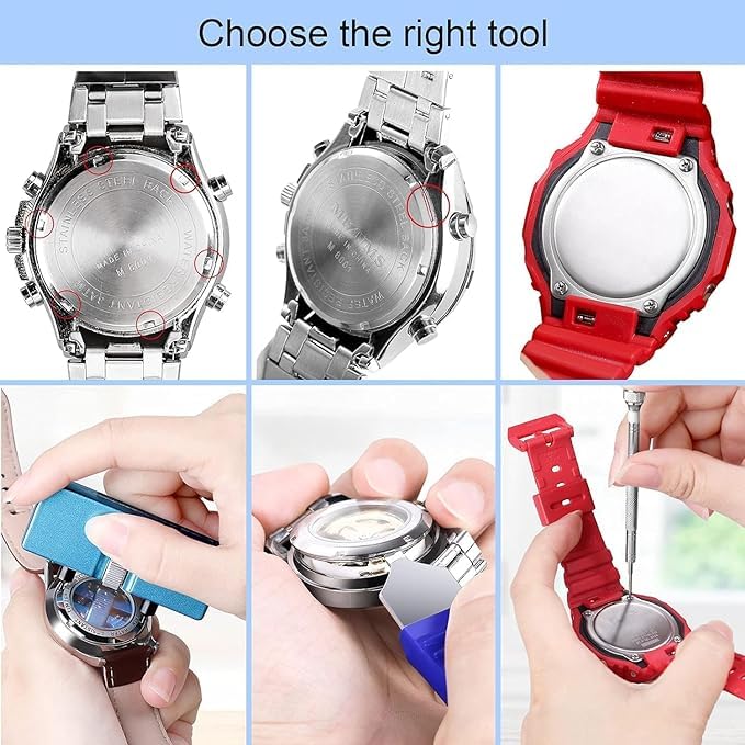 WICHARSH Watch Repair Kit, for Watch Battery Replacement & Watch Link Removal and Resizing & Watch Opener, Watch Repair Screwdriver Set, Watch Wrench Back Remover, Watch Cleaning, Spring Bar Tool - Image 2