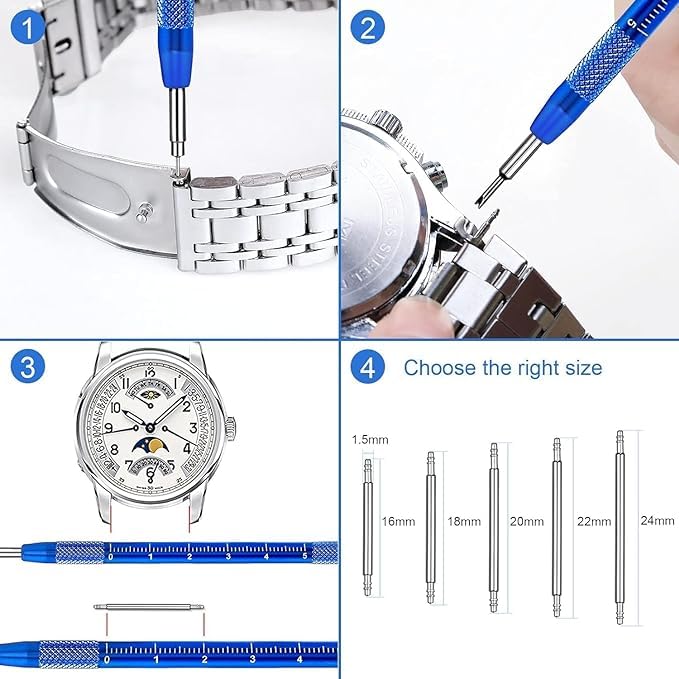 WICHARSH Watch Repair Kit, for Watch Battery Replacement & Watch Link Removal and Resizing & Watch Opener, Watch Repair Screwdriver Set, Watch Wrench Back Remover, Watch Cleaning, Spring Bar Tool - Image 5